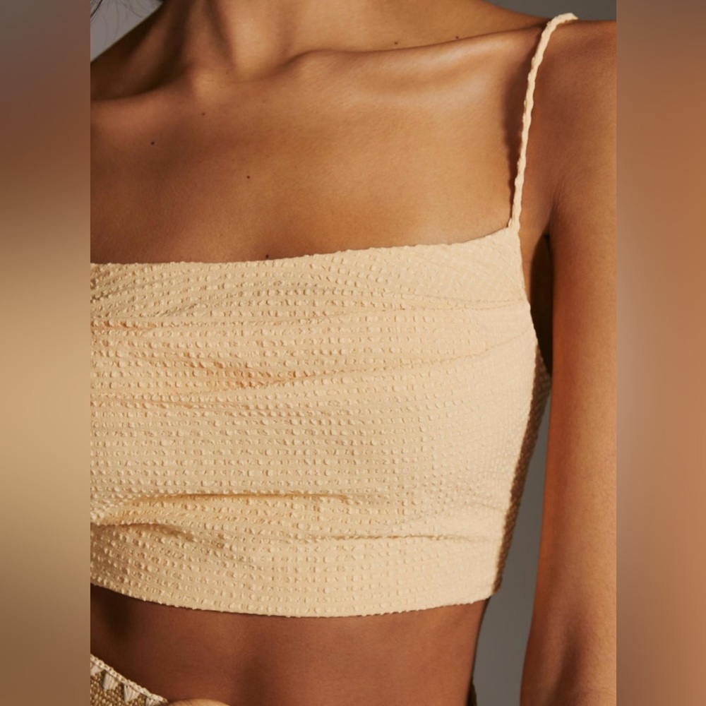 Anthropologie Sunday in Brooklyn Gingham Textured Crop Top Size Large